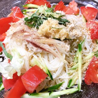 夏☆ツナマヨとトマトのぶっかけ素麺